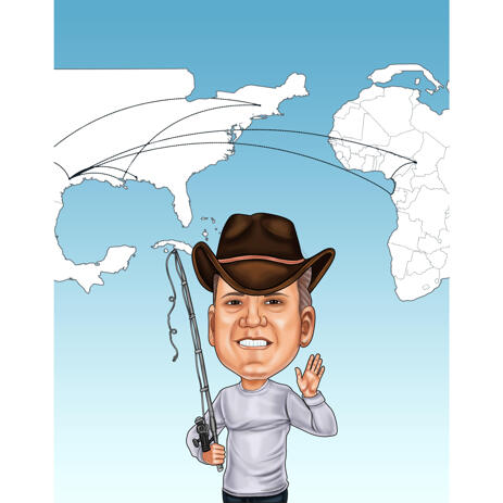 Person on Pension Time Caricature from Photos in Color Style - example