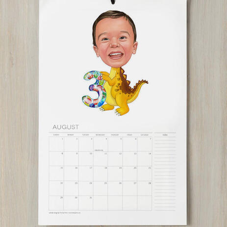 Birthday Children Caricature on Calendar - example