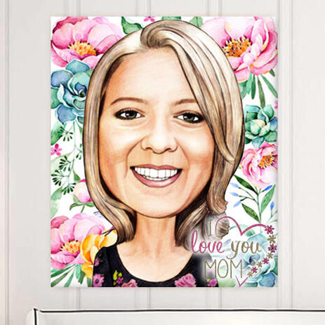 Print on Canvas: Drawing of Pencils Cartoon for Mother's Day Gift - example