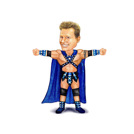 Custom Caricature of Pro Wrestling Superstar in Colored Style from Photos - example
