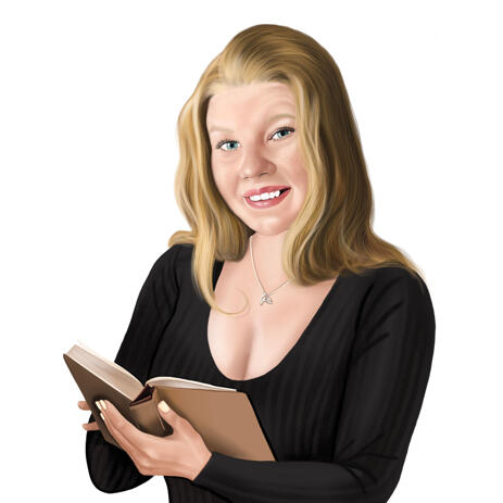 Person with Book Portrait from Photos for Reading Lovers Gift - example
