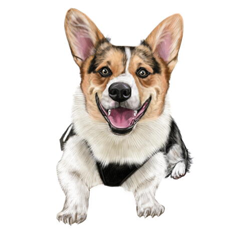 Corgi Cartoon Caricature Gift in Colored Style from Photo for Dog Lovers - example