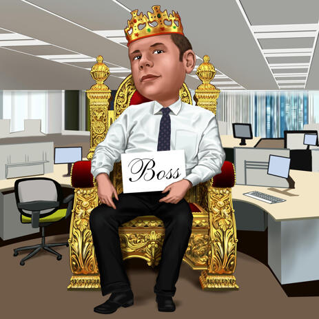Boss Caricature Portrait as King for Custom Gift - example