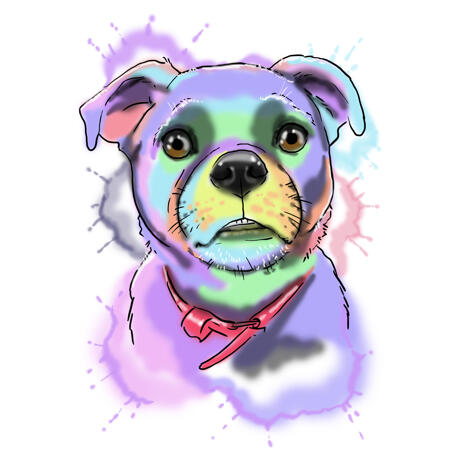 Pug Portrait from Photos in Pastel Watercolor Style - example