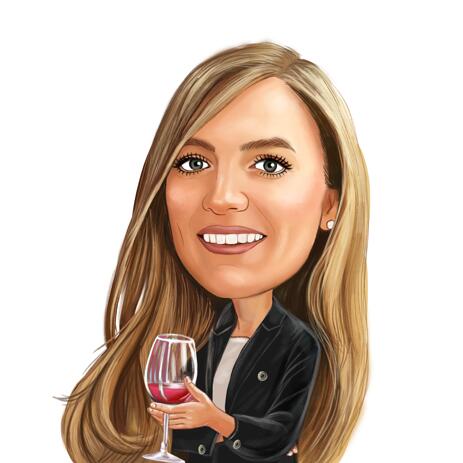 Gifts for Wine Lovers - A Custom Caricature in Colored Digital Style - example