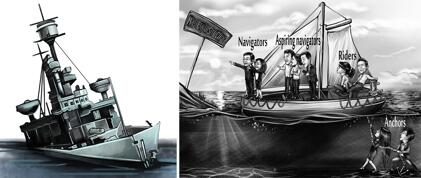 Caricature di moto d'acqua
