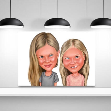 BFF Kid Caricature Printed on Canvas - example