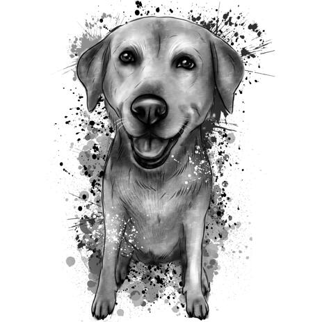 Full Body Labrador Portrait from Photos in Watercolor Shades of Gray Style - example