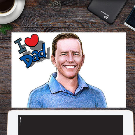 Print on Photo Paper: Personalized Father's Day Portrait Gift - example