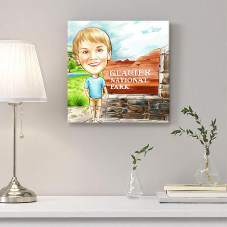 Colored Boy Caricature on Canvas - example