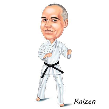 Karate Mann Im Weissen Kimono Ganzkorper Karikatur Geschenk Fur Kampfkunst Liebhaber