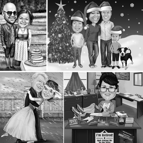 Any Holiday Full Body Caricature in Full Body and Background - example