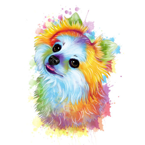 Pastel Watercolor Portrait of Spitz from Photo for Pom Owners Gift - example