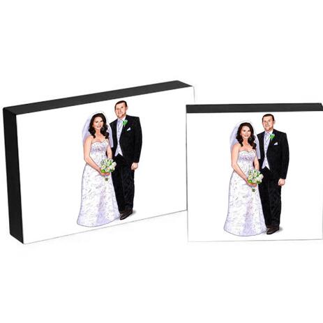 Custom Wedding Gift - Caricature Printed on Photo Block - example
