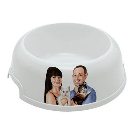 Family with Pets Caricature as Pet Bowl - example