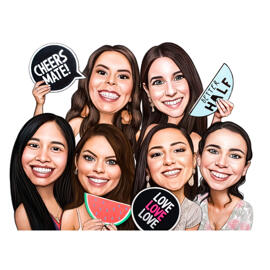 Groupe Girls Friends Caricature dans le style de couleur pour le meilleur cadeau d'amitié