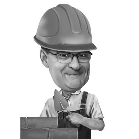 Head and Shoulders Construction Man Caricature Portrait from Photos - example