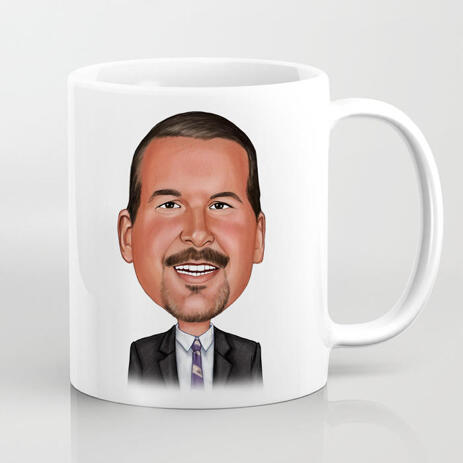 Caricature Mug Print - Businessman Portrait Caricature in Colored Style from Photo - example