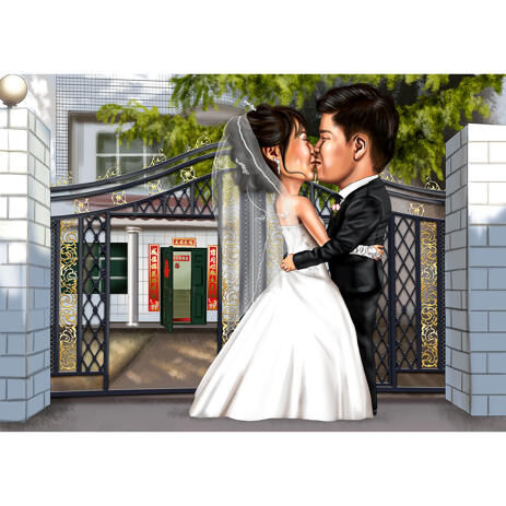 Wedding Kissing Portrait of Bride and Groom - example