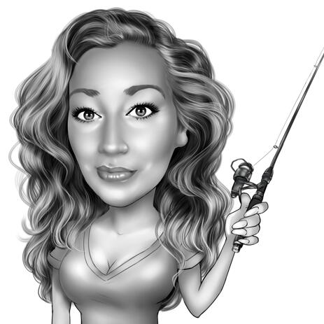 Caricature De Femme Dessin A Partir De Photos Dans Un Style Noir Et Blanc Pour Un Cadeau