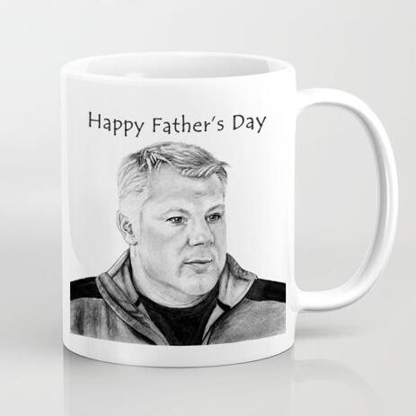 Print on Photo Mugs: Custom Portrait Drawing from Photo on Father's Day - example