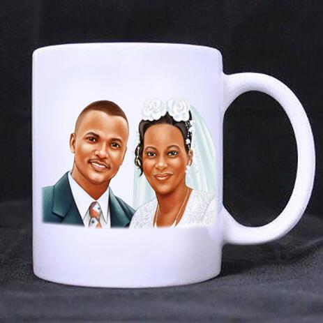 Pencils Portrait of Bride and Groom on Mug Print - example