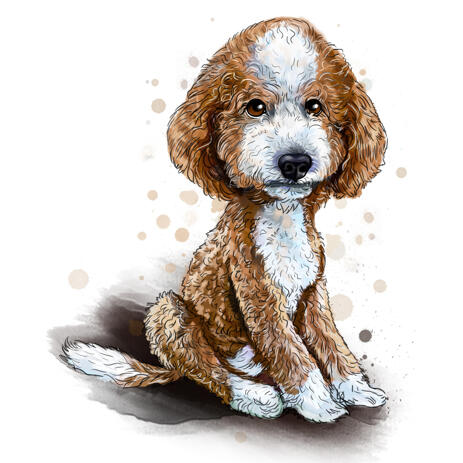 Labradoodle Welpen Karikatur Zeichnung Im Ganzkorper Aquarell Naturlichen Stil Von Fotos