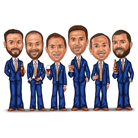 Holding Drinks - Cool Groomsmen Caricature Gift - example