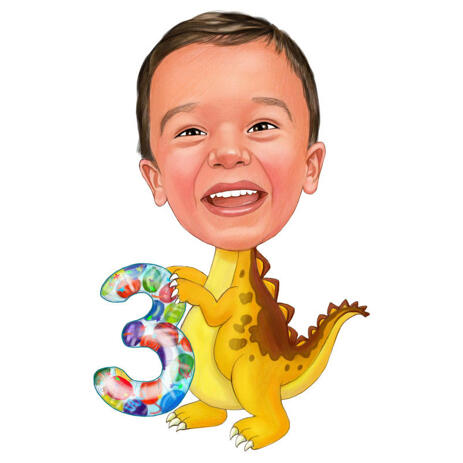 Custom Baby Kid Caricature in Colored Style for Children Portrait Cartoon Birthday Gift - example