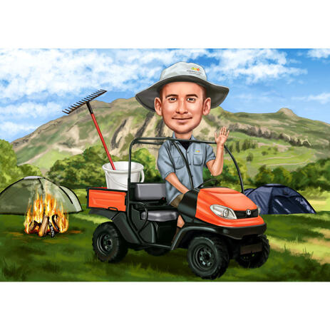 Camping Trip Caricature of Person in Colored Style Hand Drawn from Photos - example