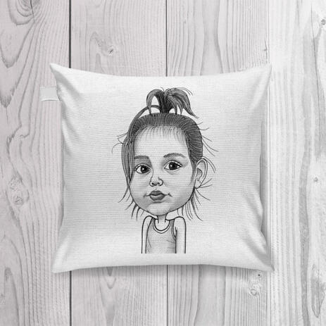 Baby Girl Caricature Printed on Pillow - example