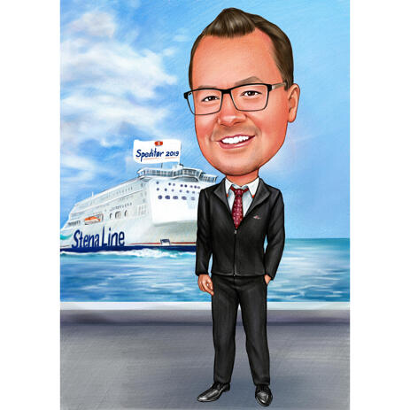Custom Full Body Commercial Traveler Caricature from Photos - example