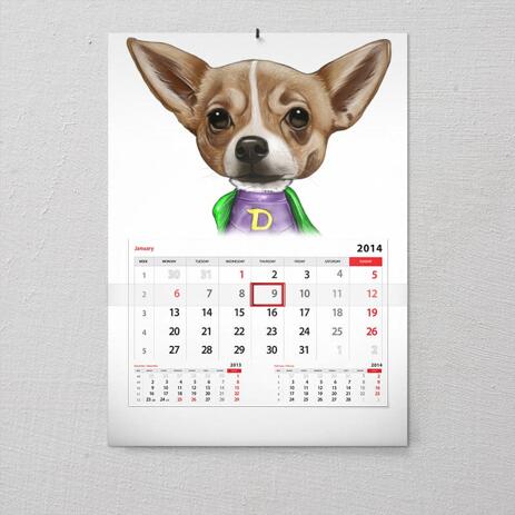 Dog Caricature from Photos Printed as Calendar - example