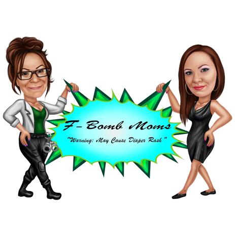 Business Owners with Company Logo Caricature from Photos - example
