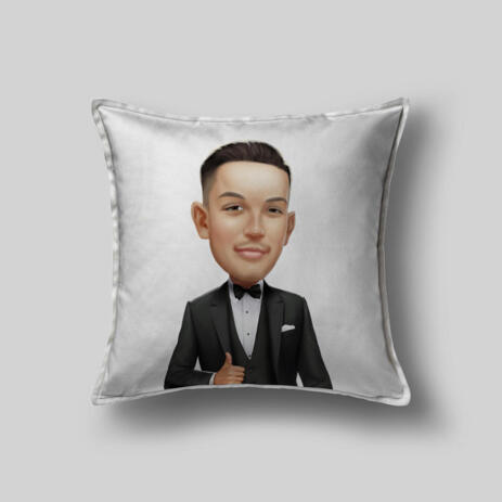 Custom Groom Drawing from Photos as Pillow - example