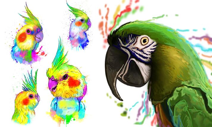 Watercolor Bird Portrait large example