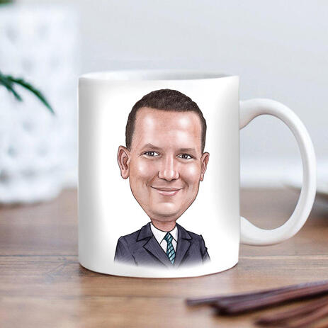 Custom Caricature from Business on Cofee Mug - example