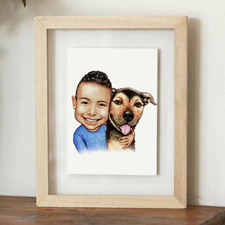 Kid and Dog Caricature as Poster - example