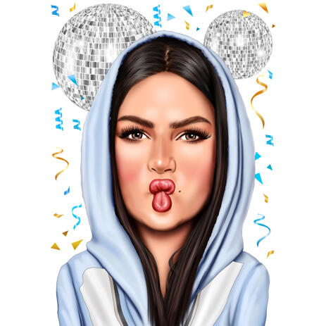 Custom Colored Style Caricature Birthday Gifts for Her from Photos - example