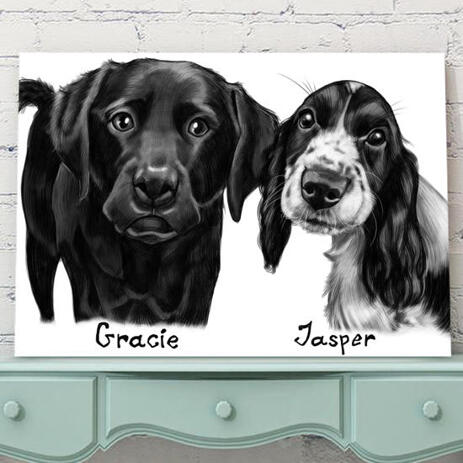 Dogs Portrait on Printed Canvas - example