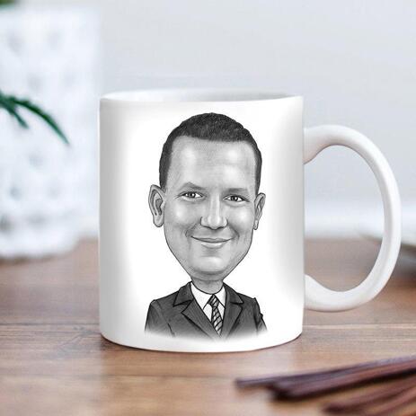 Business Caricature on cofee mug - example