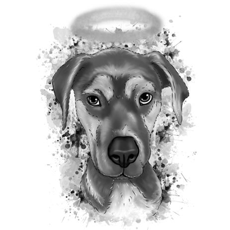 Pet Memorial Portrait from Photo in Graphite Watercolor Style - example