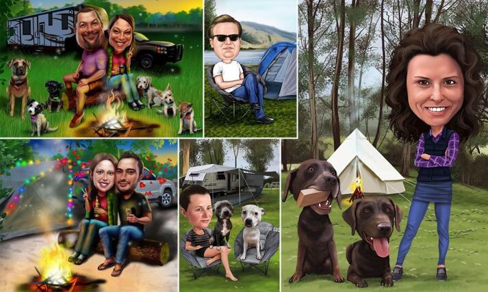 Camping Caricature large example