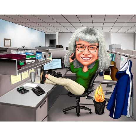Custom Accounting Worker Caricature in Color Style with Background - example