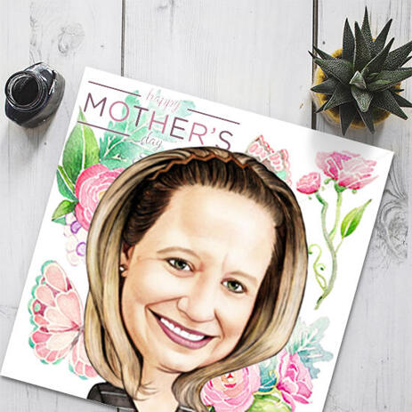 Print on Photo Paper: Digital Colored Cartoon Drawing of Woman - example