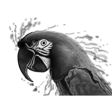 Graphite Parrot Portrait in Watercolor Style from Photo - example