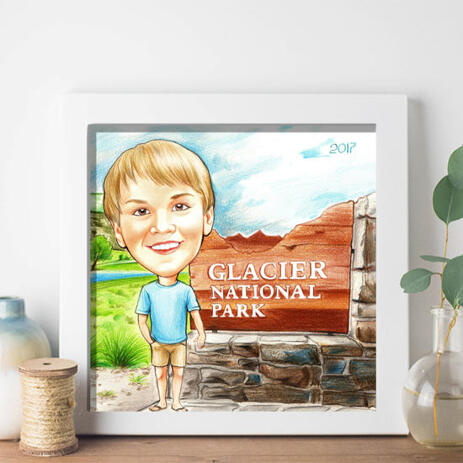 Colored Boy Caricature on Poster - example