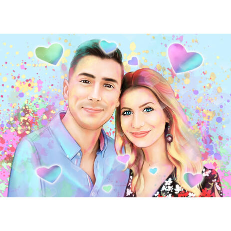Pastel Watercolor Couple Portrait from Photos - example