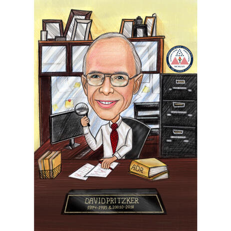 Manager Working in the Office Cartoon Caricature in Pencil Colored Style - example