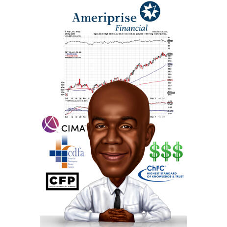 Sales Executive Colored Style Caricature from Photos for Custom Lead Management Person Cartoon Gift - example